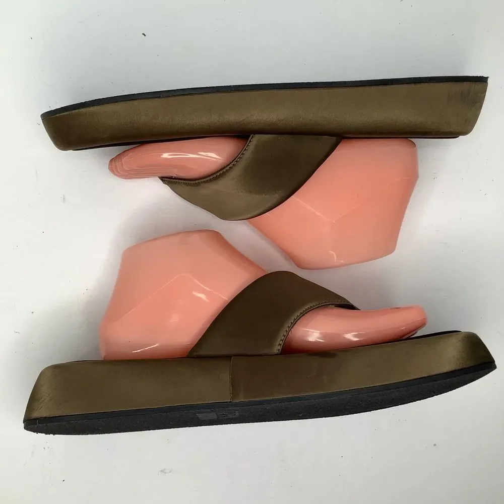 Zara Brown Satin Textile Low Platform Thong Flip Flop Women’s Sandals Sz 10.5 - Picture 5 of 10